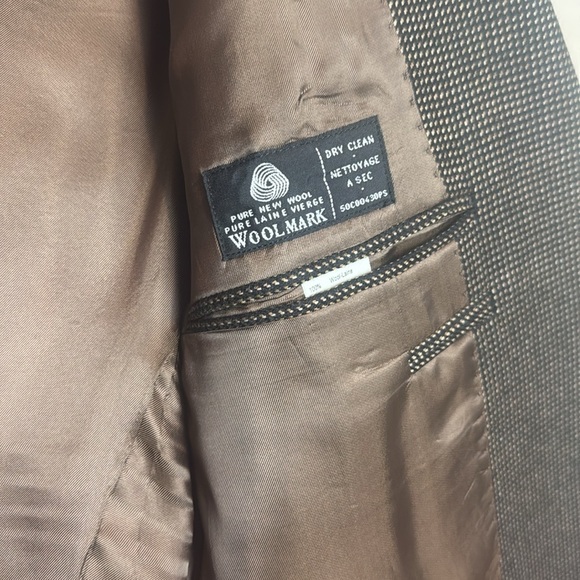 Men’s Brown and Black Wool Laine Suit Jacket Blazer Size 42L - Picture 5 of 10